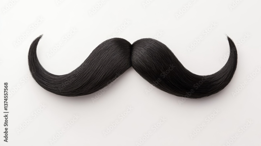Curly black mustache isolated on white background, classic grooming concept. Curly black mustache isolated on white background, classic grooming concept.