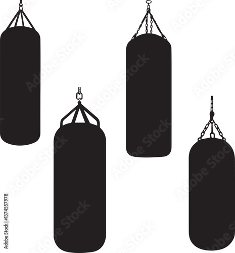 Punching Bag Swinging flat silhouette vector