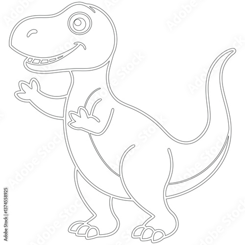 A Little Dinosaur Black Line Drawing vector Coloring Page for Kids
