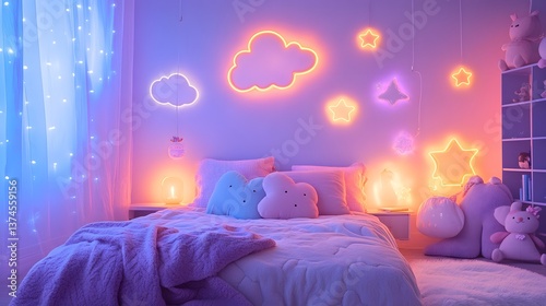 Neon Starry Bedroom