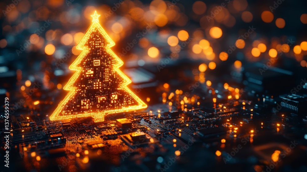 Glowing circuit tree Glowing circuit tree