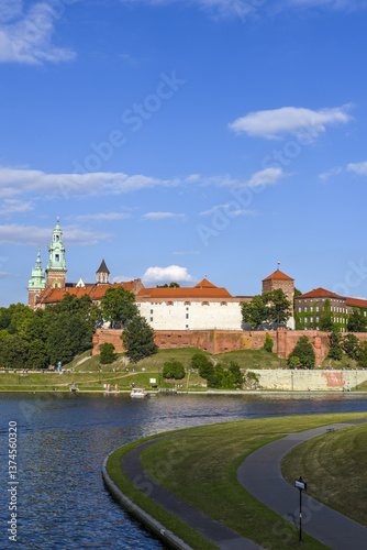 Krakau, Krakow, Fluss Weichsel, Königsschloss auf dem Wawel
