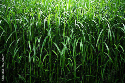 Obraz na płótnie A detailed depiction of switchgrass in a natural environment, highlighting its ecological significance w salonie