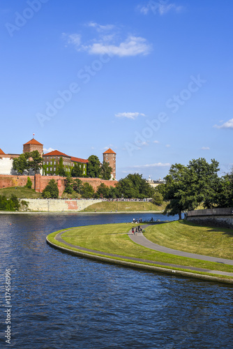 Krakau, Krakow, Fluss Weichsel, Königsschloss auf dem Wawel