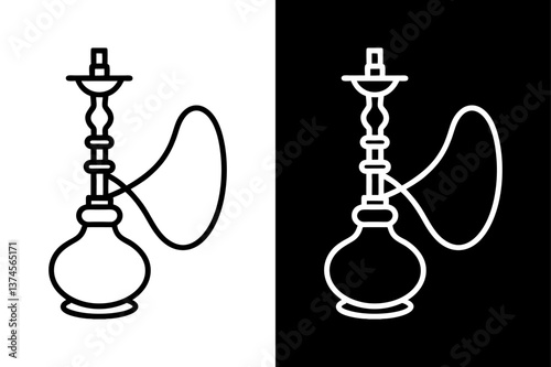 Hookah Silhouette Vector Icon Black & White Design.