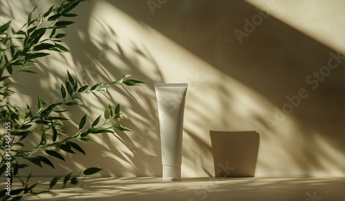 Minimalist Skincare Product Displayed on Soft Fabric Under Natural Light