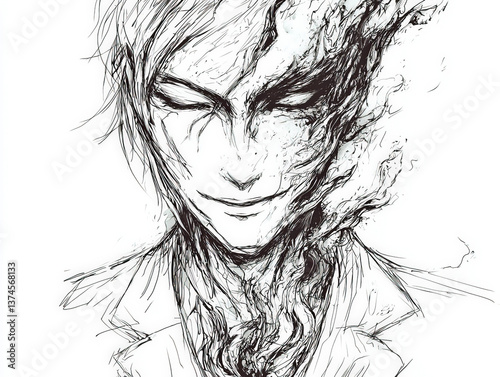 Anime villain sketch: A dra...