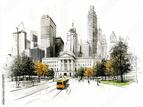 City sketch: A vibrant port...