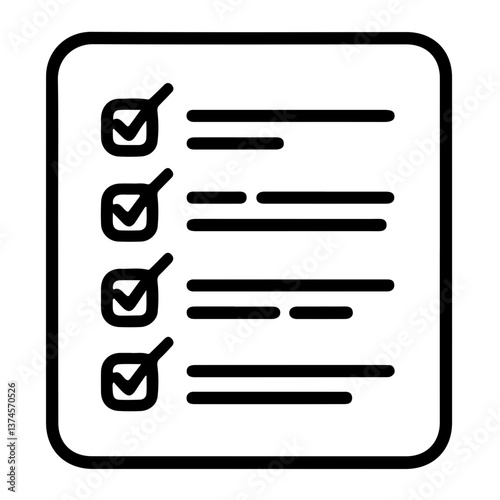 To-do list icon in outline square format as concept of app feature shopping checklist ecommerce UI organization system and digital task interface