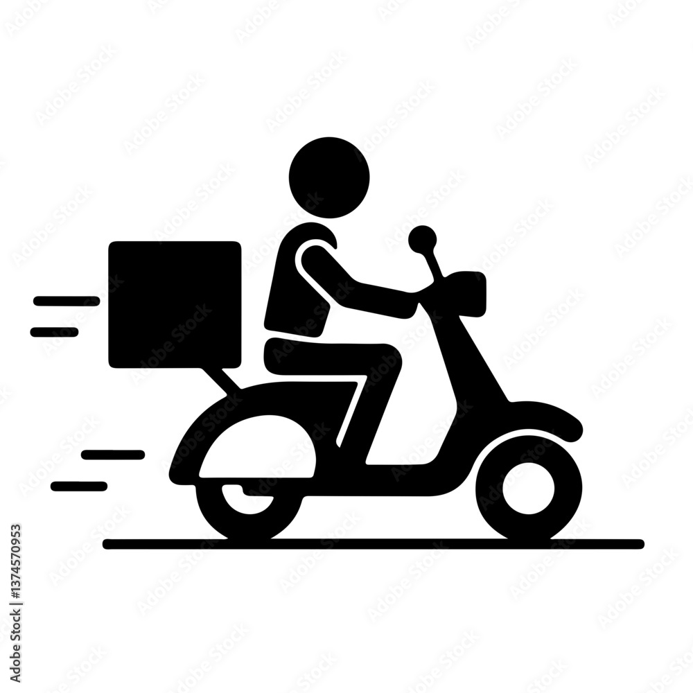 Scooter delivery icon with motion lines as concept of express courier ecommerce food and product delivery logistics and app-based dispatch service Scooter delivery icon with motion lines as concept of express courier ecommerce food and product delivery logistics and app-based dispatch service