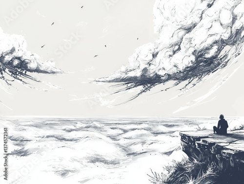 Sky sketch: A serene illust...