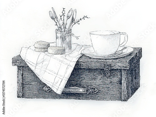 Table sketch: A cozy depict...