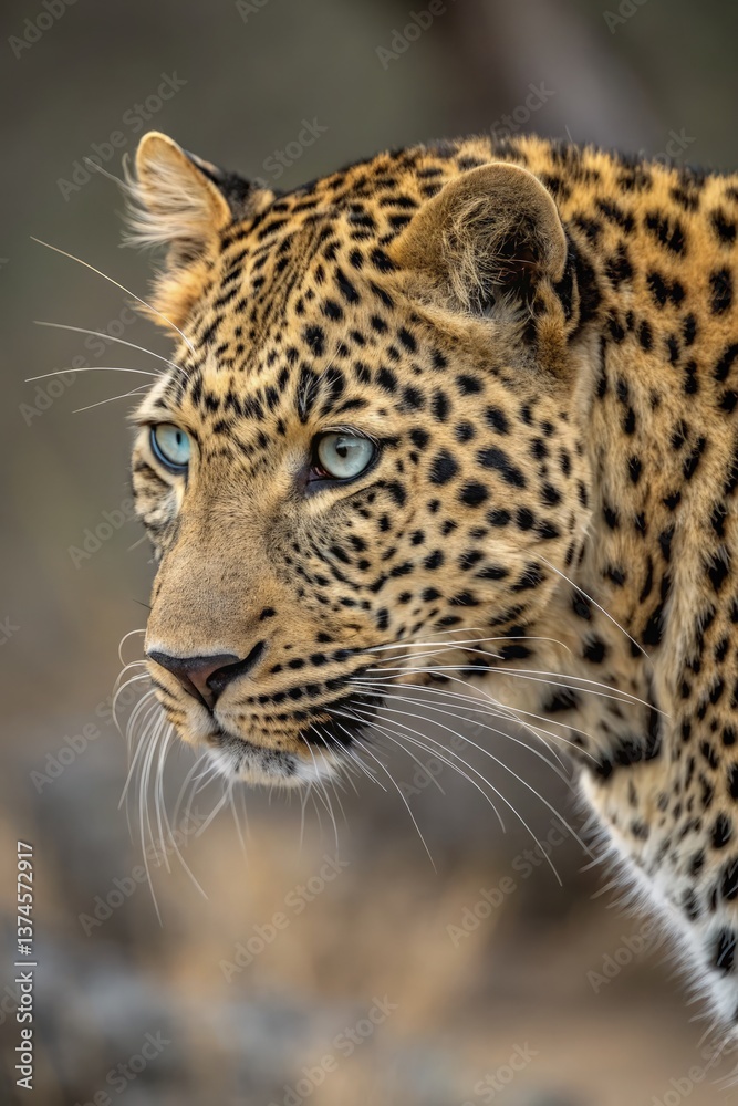 Leopard With Striking Blue Eyes in Natural Habitat Generative AI Leopard With Striking Blue Eyes in Natural Habitat Generative AI
