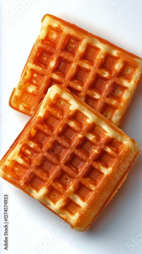 Delicious Golden Waffles Stacked Together on a Clean White Plate Ready to Be ...