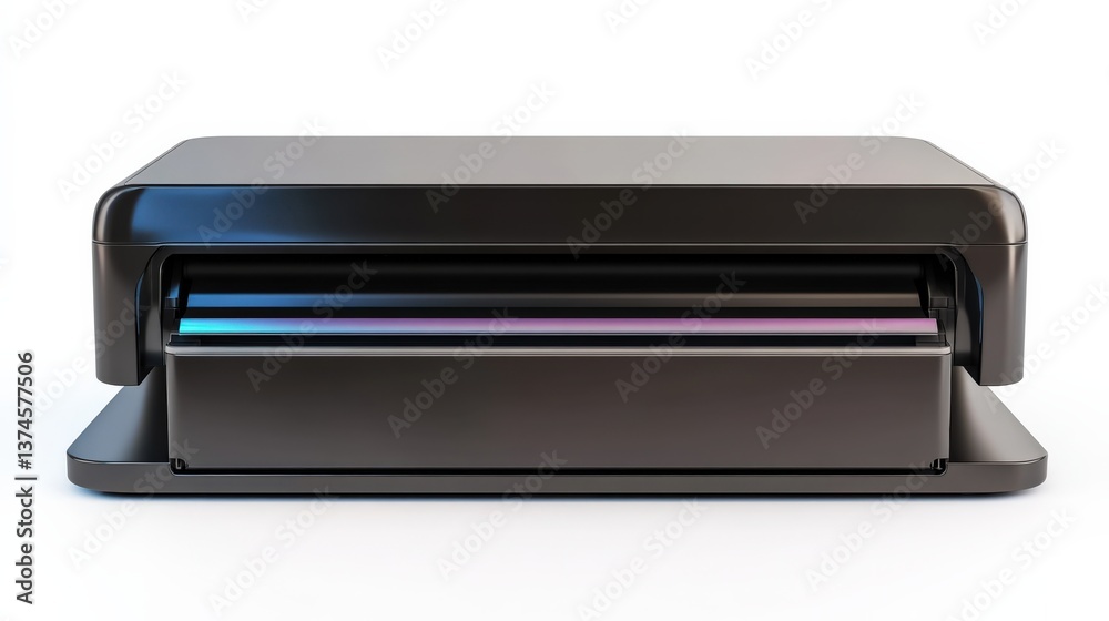 Modern compact printer on a clean surface, showcasing vibrant ink cartridges ready for high-quality printing tasks in a minimalist workspace setting. Modern compact printer on a clean surface, showcasing vibrant ink cartridges ready for high-quality printing tasks in a minimalist workspace setting.