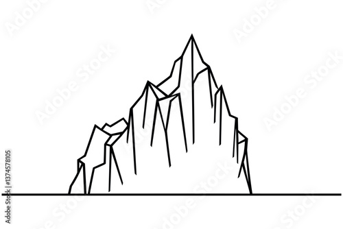 Iceberg continuous one line drawing, vector