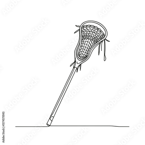 Lacrosse stick illustration in black and white on a plain background  