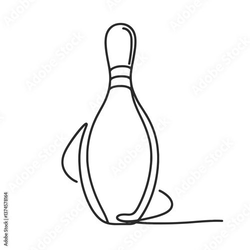 Bowling Pin Continuous Line Art Minimalist Design  