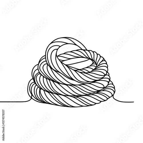 Rope Knot in Minimalist Style on White Background  