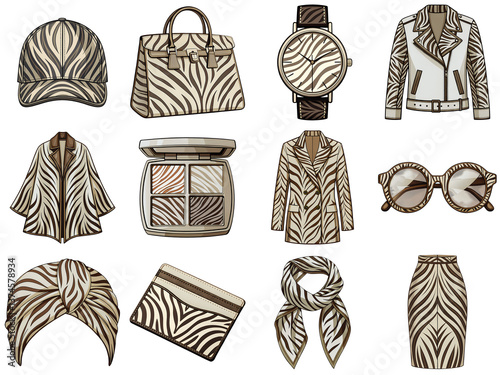 Fashion Accessories Zebra Vol IV | 12 PNG Transparent Bundle | 300 DPI