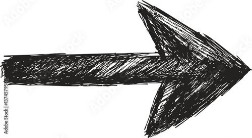 Black sketched arrow illustration pointing right