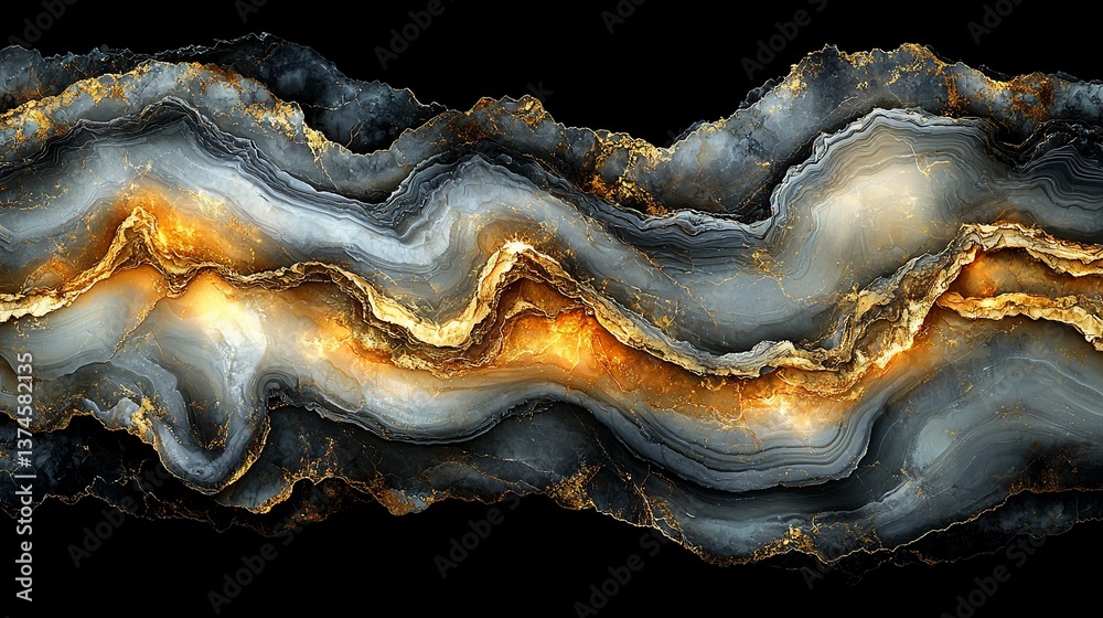 Fototapeta premium Abstract Swirling Marble Texture in Gold and Grey