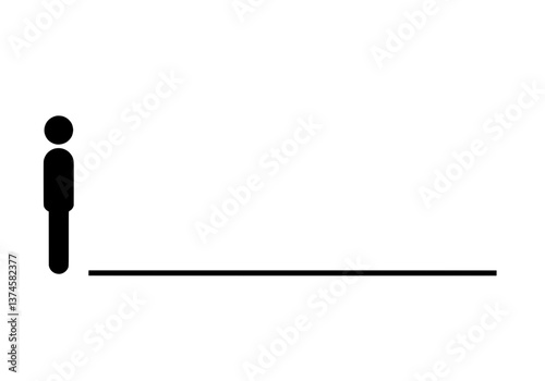 Personal Space Boundary Line Figure Silhouette Vector Icon