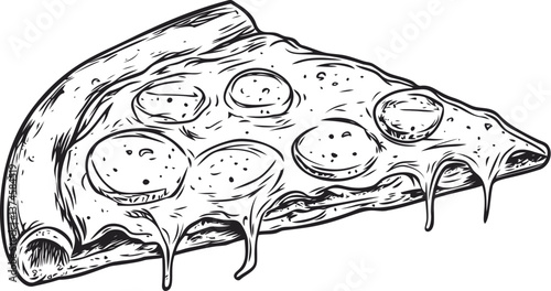 Slice of pepperoni pizza with melting cheese
