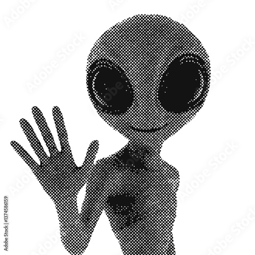 Alien halftone grunge vector design element