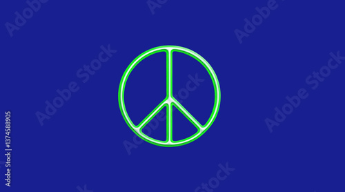 neon peace sign on bright background