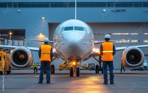Aircraft Maintenance Crew Prepares Jet for Flight