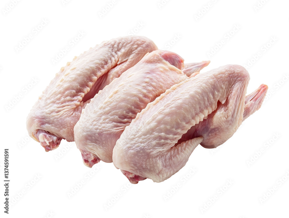 Isolated Three Raw Chicken Wings Isolated Three Raw Chicken Wings