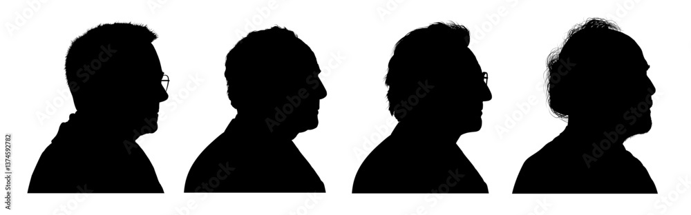 Set of silhouette of an old man, old man - vector illustration