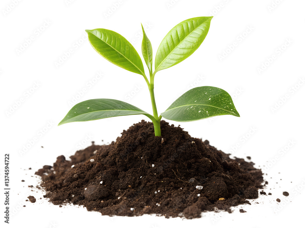 Young plant sprouting from soil showing growth and life in a natural environment Young plant sprouting from soil showing growth and life in a natural environment