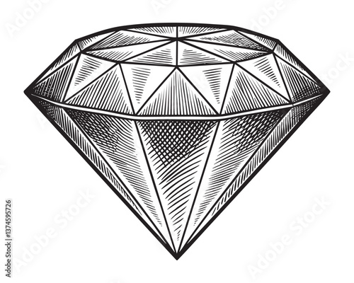 diamond woodcut engraving vector illustration