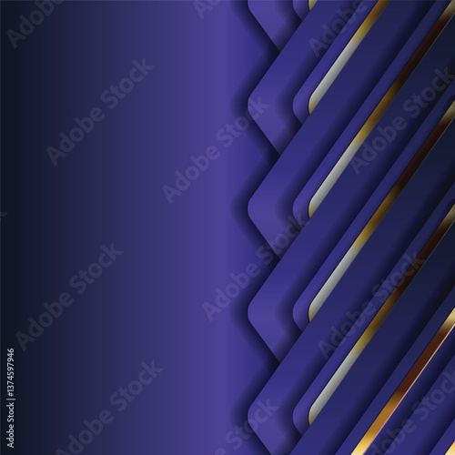 Dynamic Indigo Layers with Gold Accents