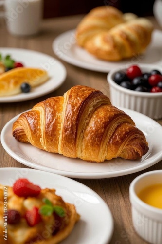 there are a lot of breakfast foods on the table
