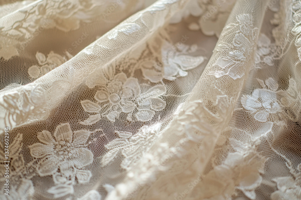 Chantilly lace is a delicate and ornate lace known for its fine floral patterns and intricate detailing