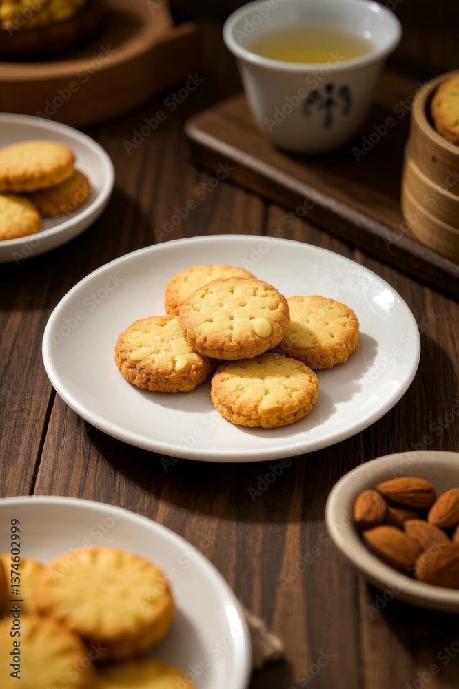 there are some cookies on a plate on a table there are some cookies on a plate on a table