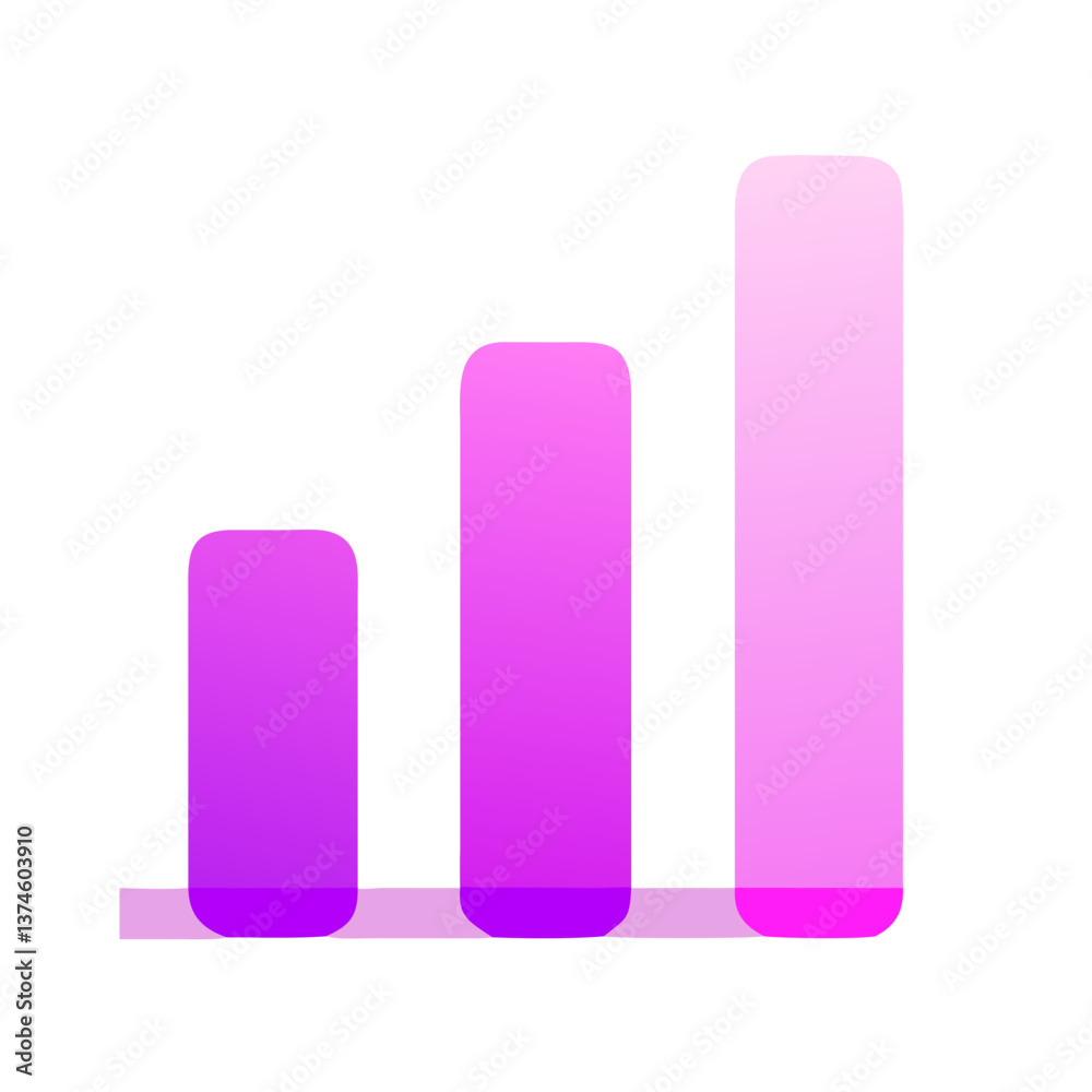 Dynamic pink gradient bar chart icon for analytics and business design concept
Dynamic pink gradient bar chart icon for analytics and business design concept