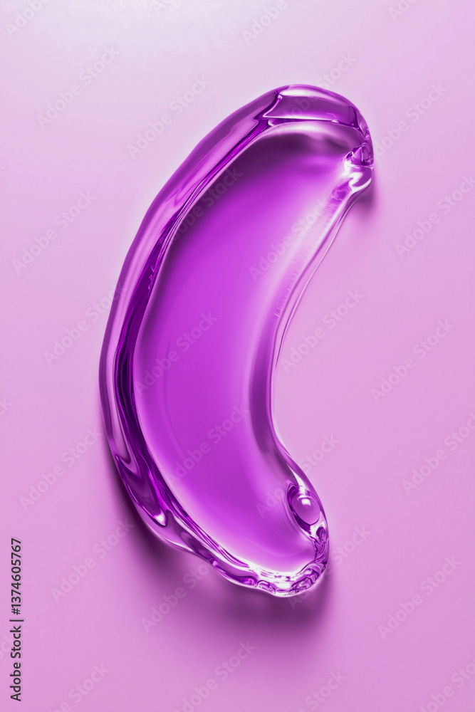Close-up of a purple gel-like smear on a light purple background.