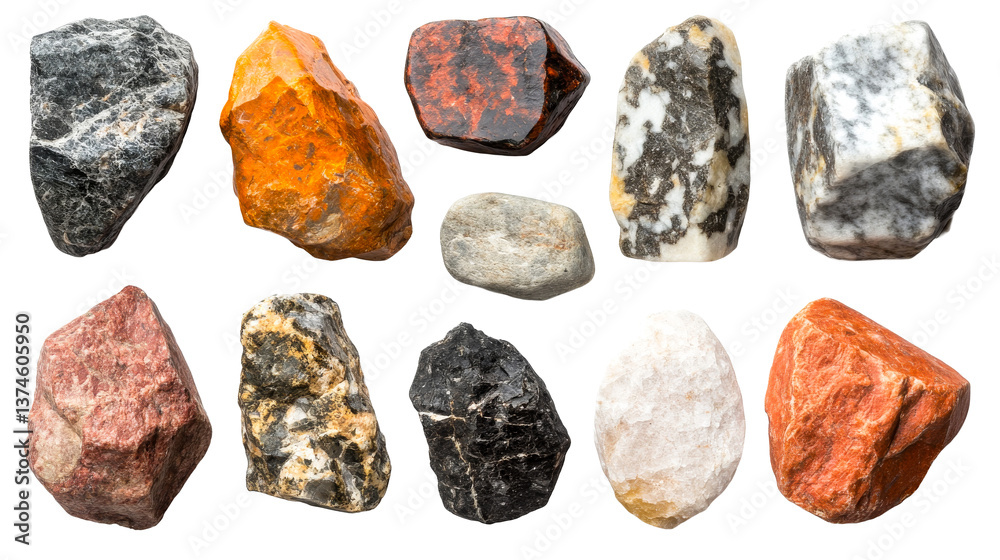 Rock specimens collection, textured stone samples, cut out transparent Rock specimens collection, textured stone samples, cut out transparent