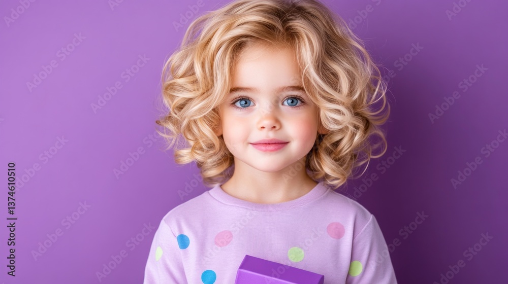 Adorable Little Girl with Curly Blonde Hair and Blue Eyes Adorable Little Girl with Curly Blonde Hair and Blue Eyes