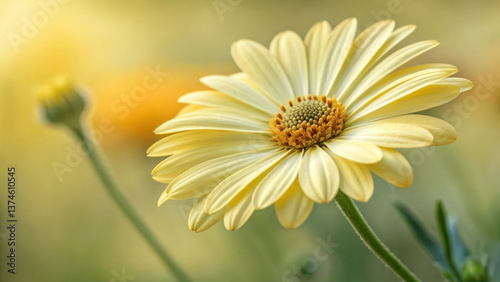 Fresh yellow daisy single flower close up beauty