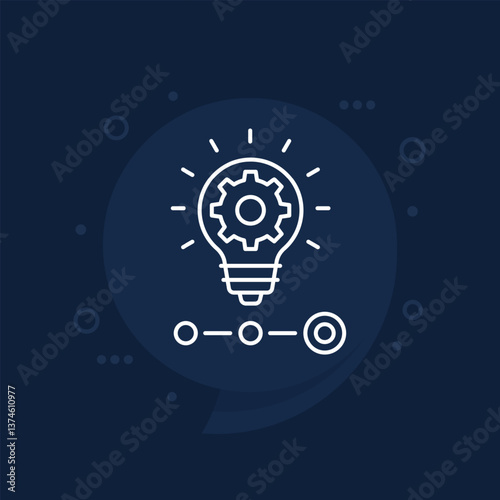 startup, entrepreneurship icon with a light bulb, line vector