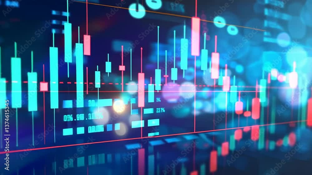 Datenlinien und Zahlen bewegen sich dynamisch
