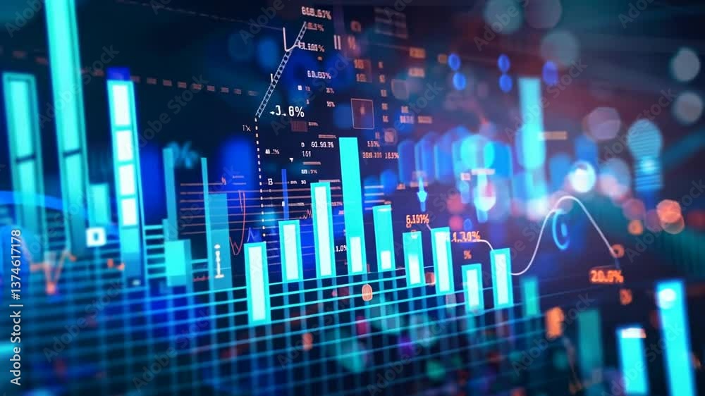 Digitale Finanzdaten mit roten Highlights
