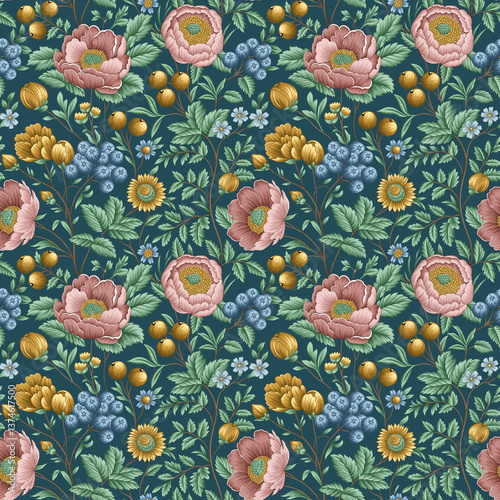 Obraz na płótnie seamless pattern with flowers w salonie