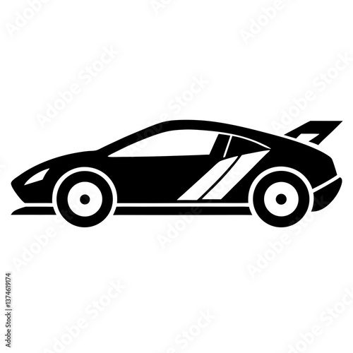 Editable Modern Supercar Silhouette Ideal for Speed and Performance Concepts Vector illustration

