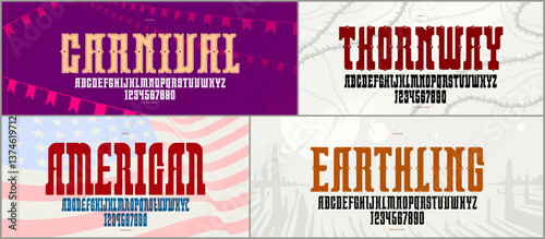 Vintage fonts vector set, c...